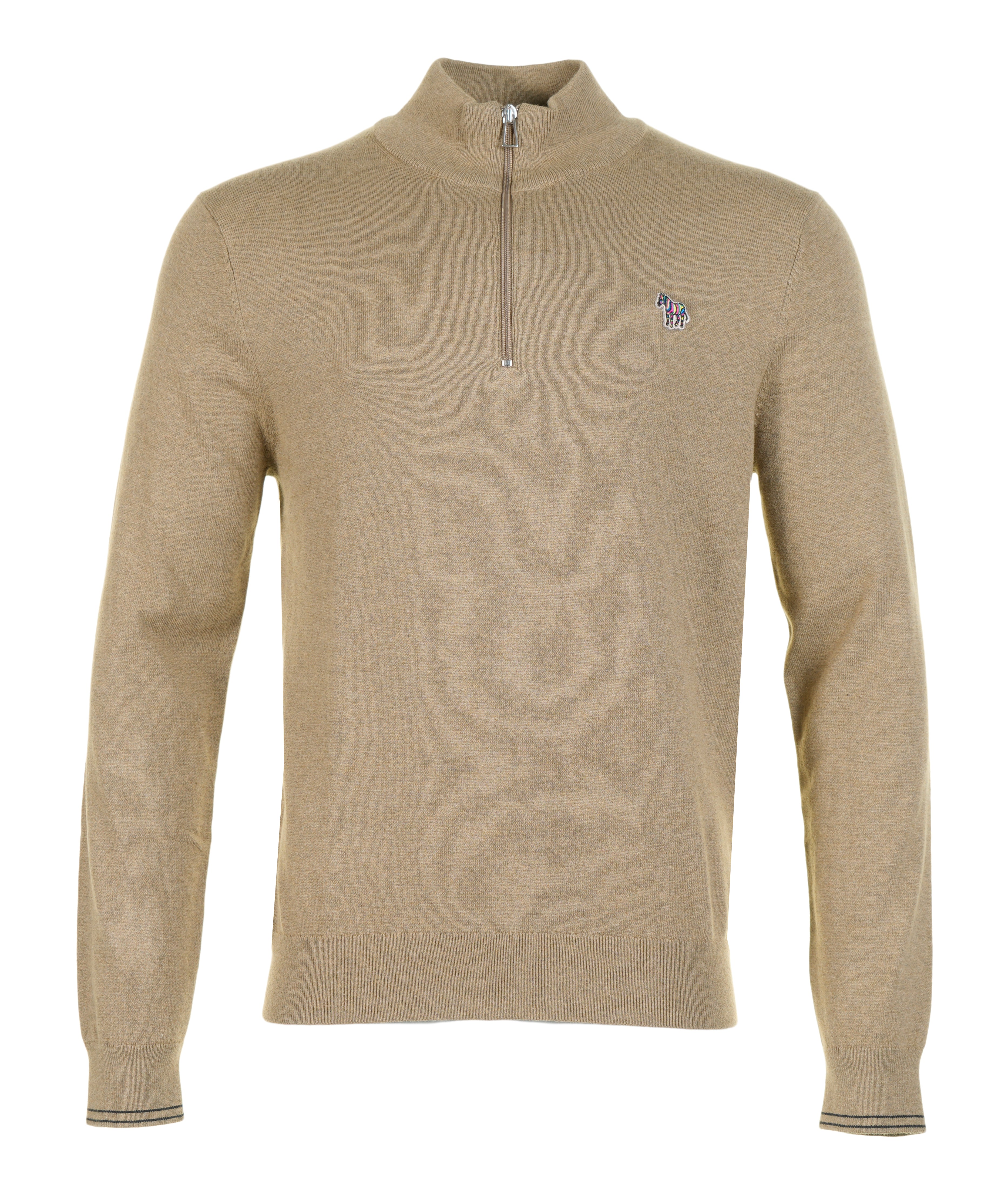 Knitted Zebra Quarter Zip 64 Camel
