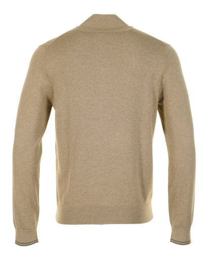 Knitted Zebra Quarter Zip 64 Camel