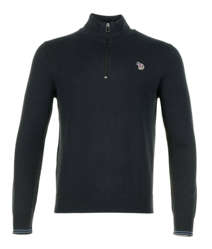 Knitted Zebra Quarter Zip Black