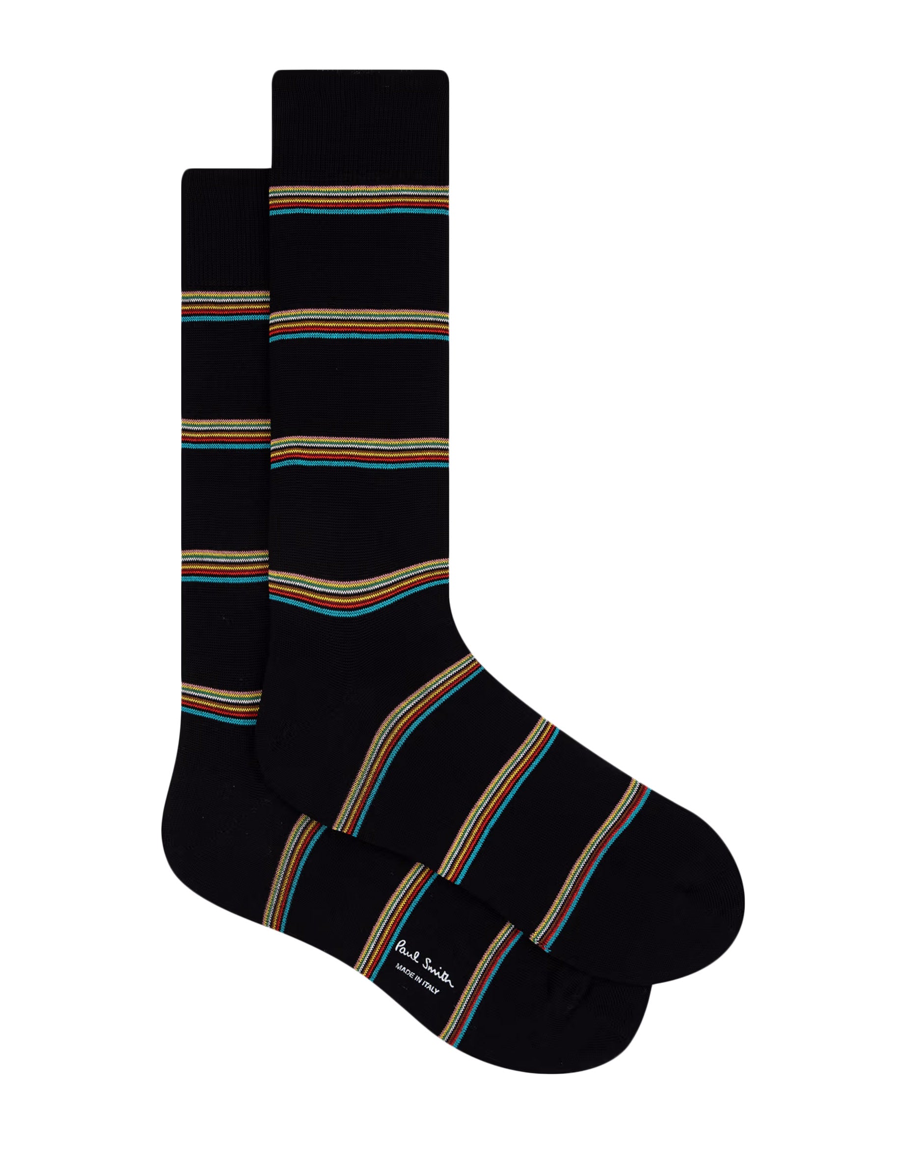 Block Signature Stripe Socks Black