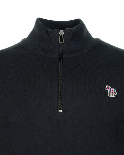 Knitted Zebra Quarter Zip Black