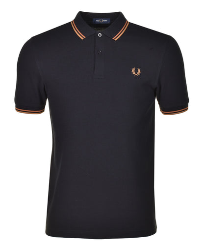 Short Sleeve Twin Tipped Polo Shirt Black / Nutflake / Dark Caramel