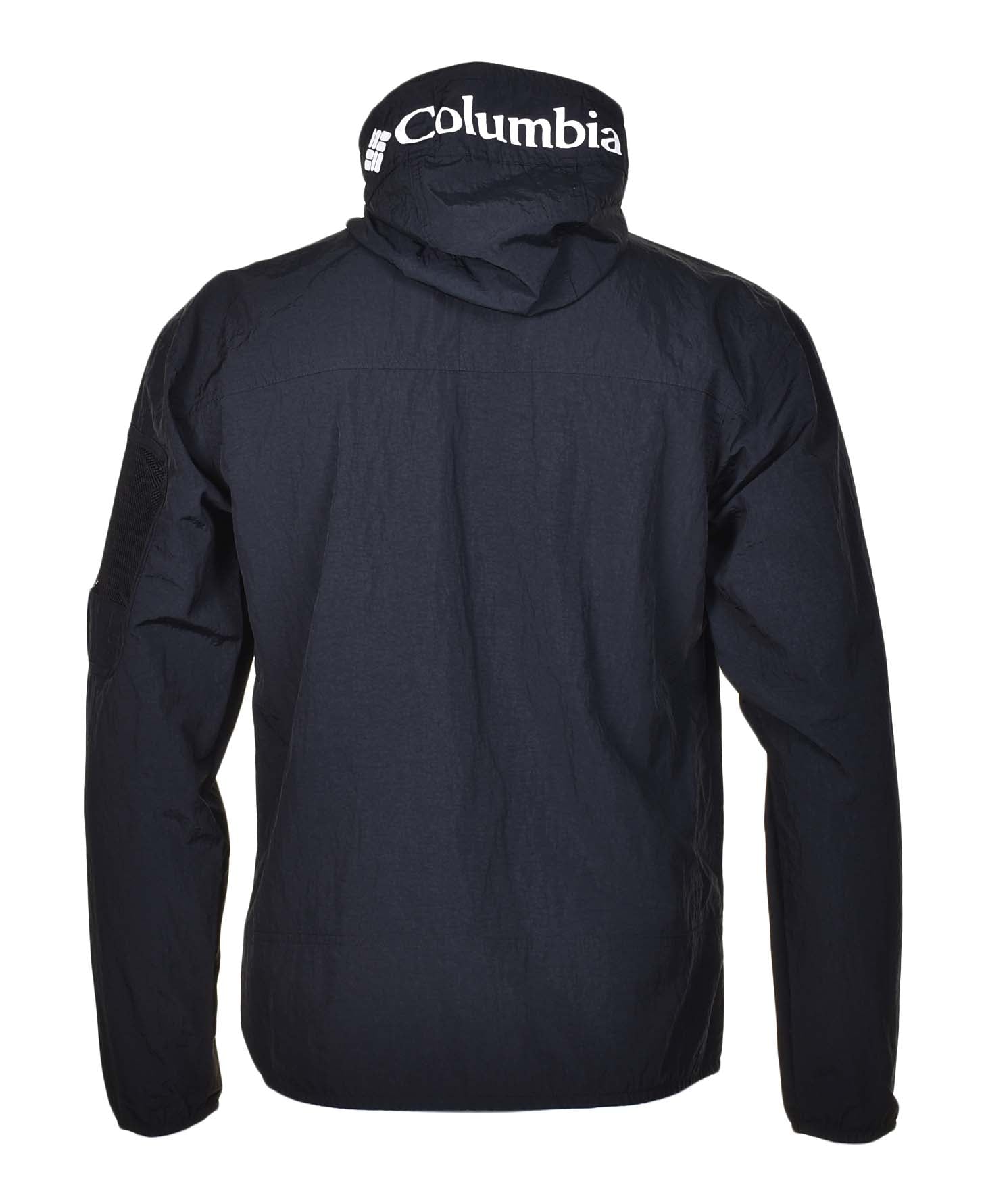 Back of Columbia Challanger Windbreaker Anorak Black