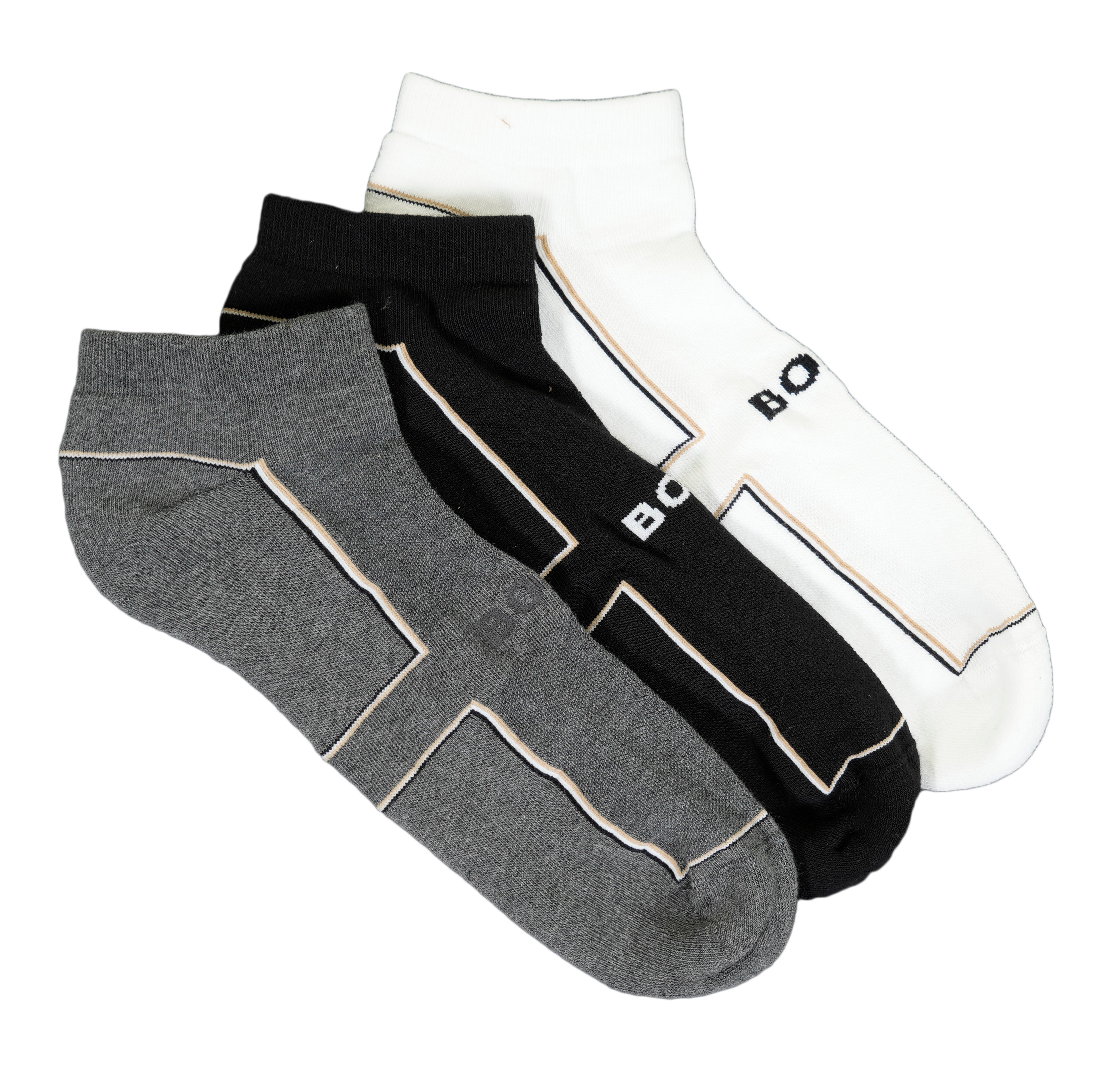 BOSS 3 Pack Trainer Socks Black White Grey