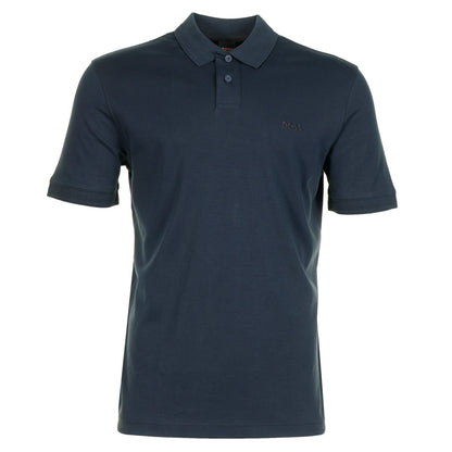 BOSS Pe Interlock short sleeve polo shirt in dark blue