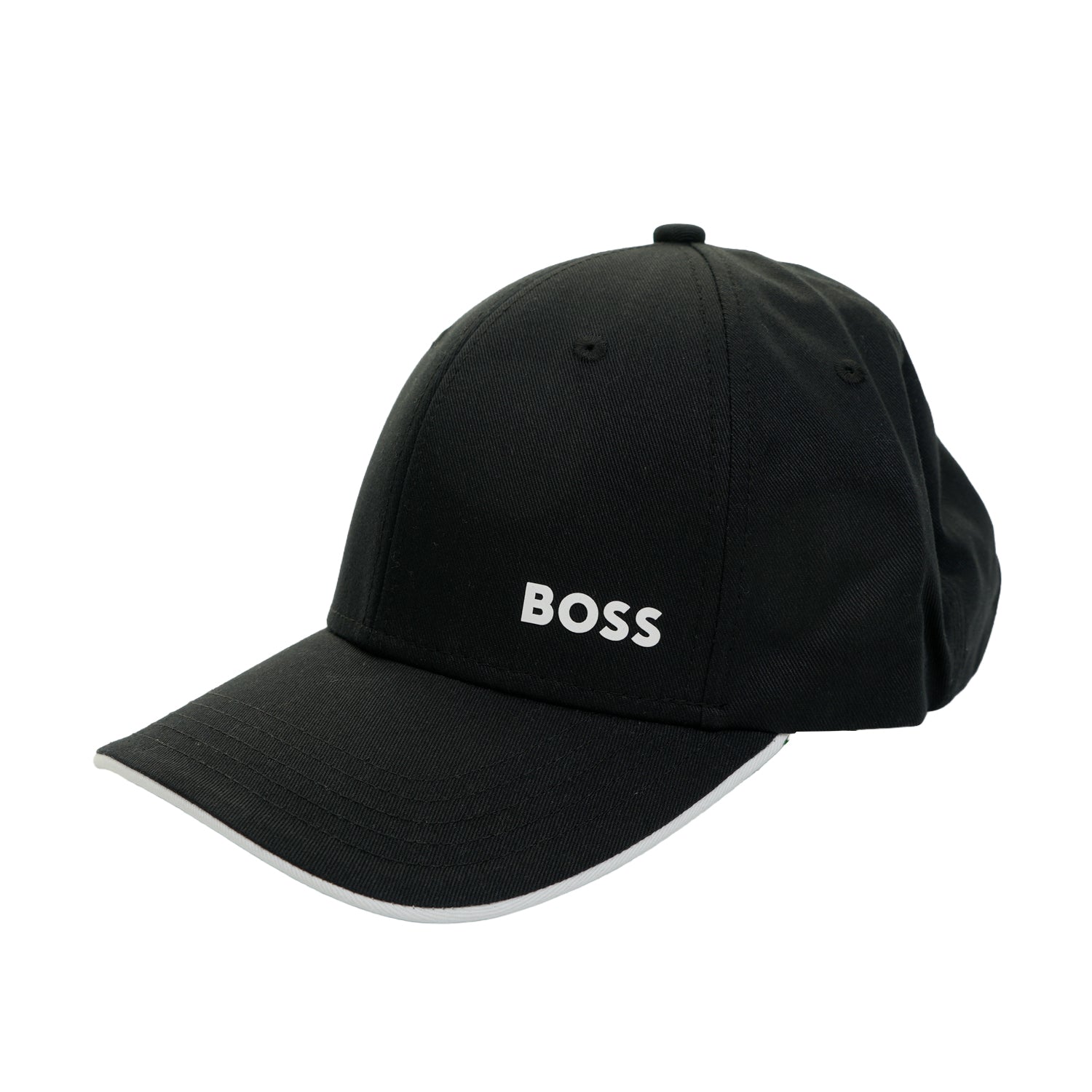 Bold Logo Print Cap Cotton Twill Black