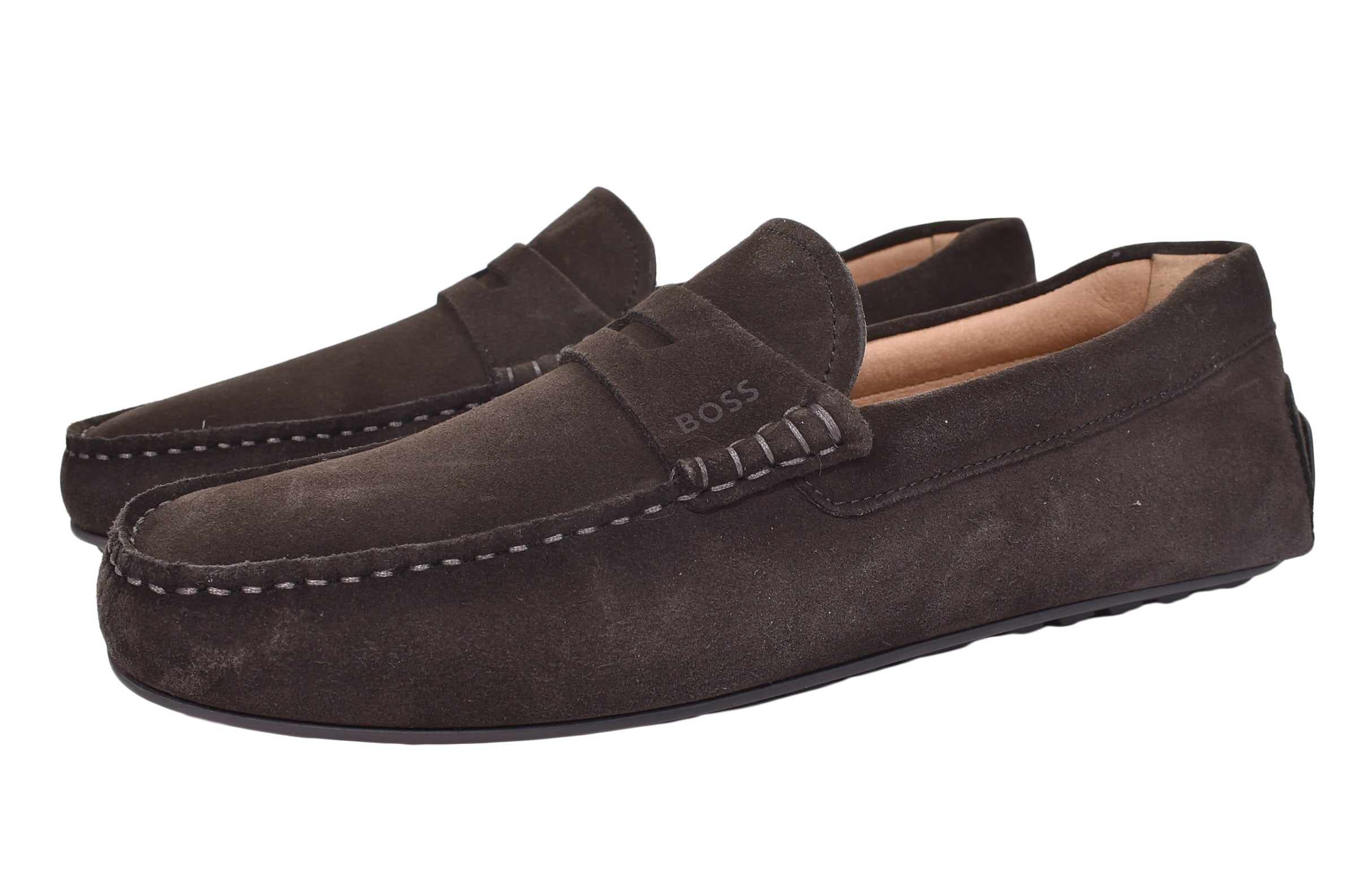Noel Moccasin Suede Driver Shoe Dark Brown