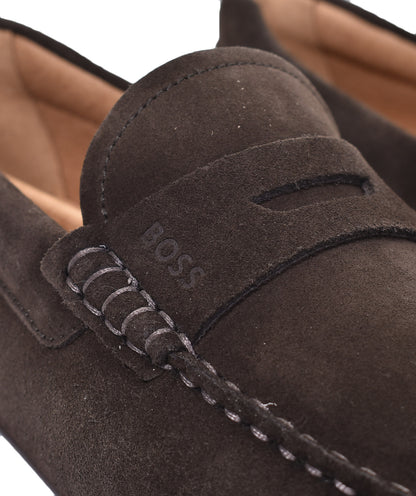 Noel Moccasin Suede Driver Shoe Dark Brown