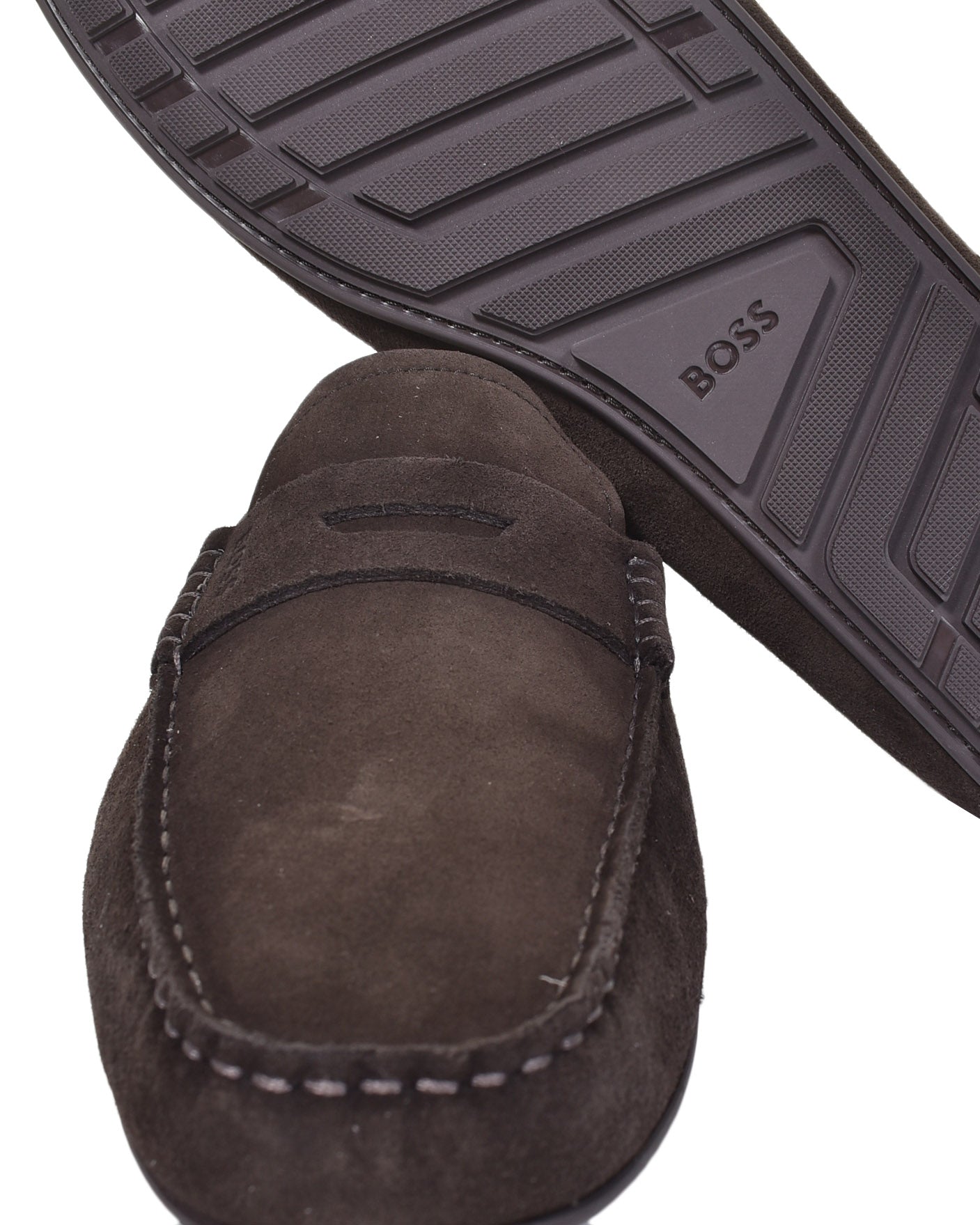 Noel Moccasin Suede Driver Shoe Dark Brown