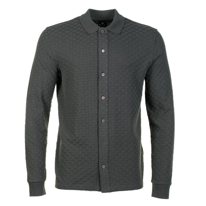 Long Sleeve Button Front Polo Slate