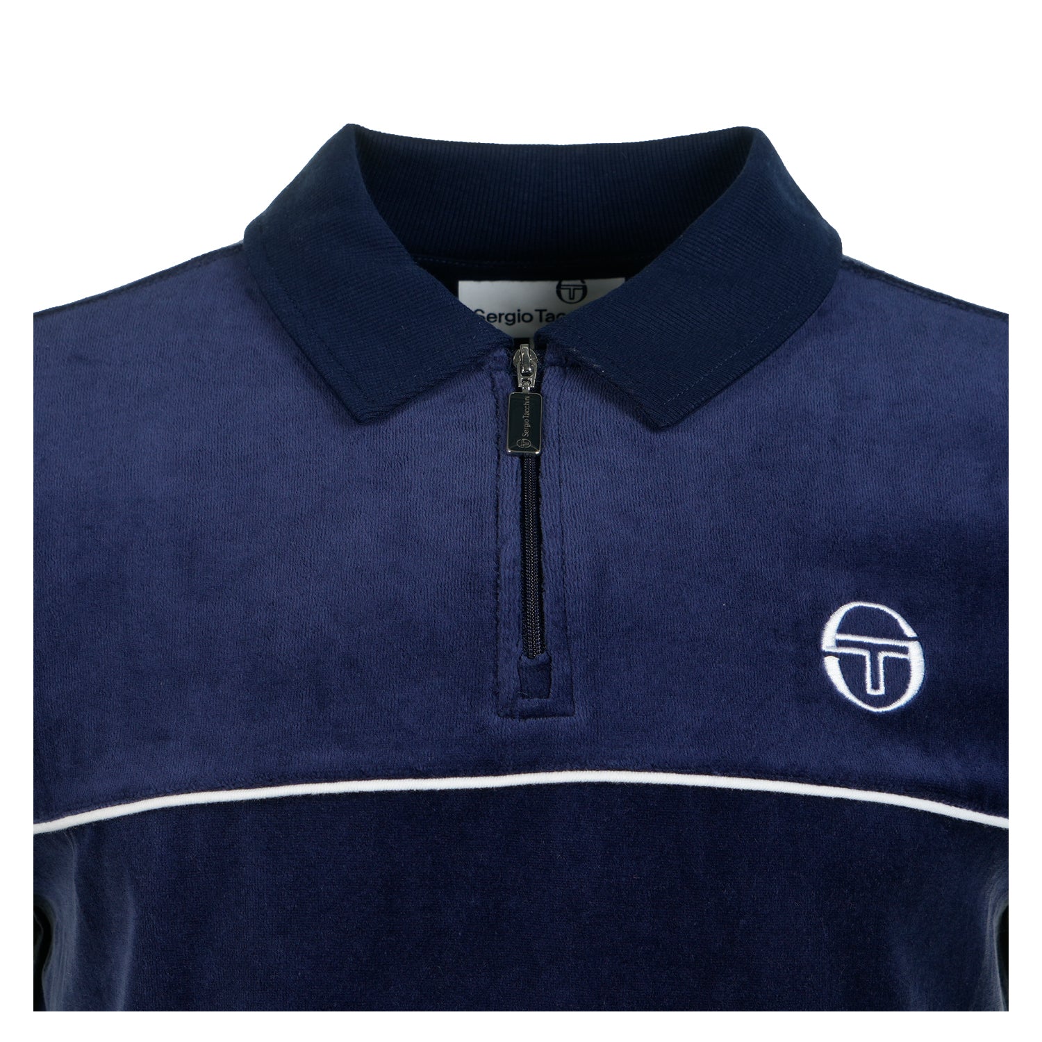 Cardona Velour Zip Polo Maritime Blue White