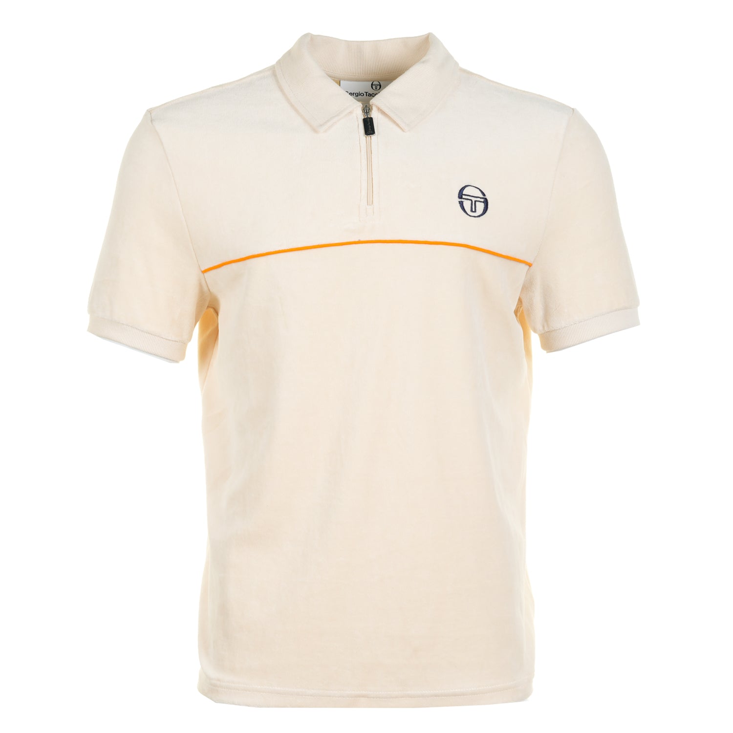 Cardona Velour Zip Polo Sandshell Orange Pepper