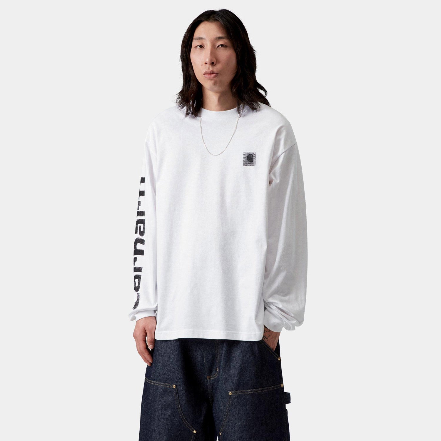 Long Sleeve Archive Script T Shirt White