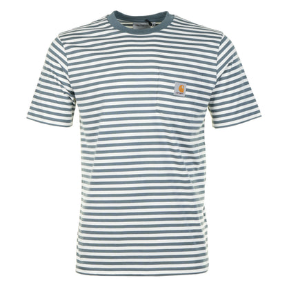 Carhartt WIP Short Sleeve Ezra Pocket T Shirt Cozy Blue Wax