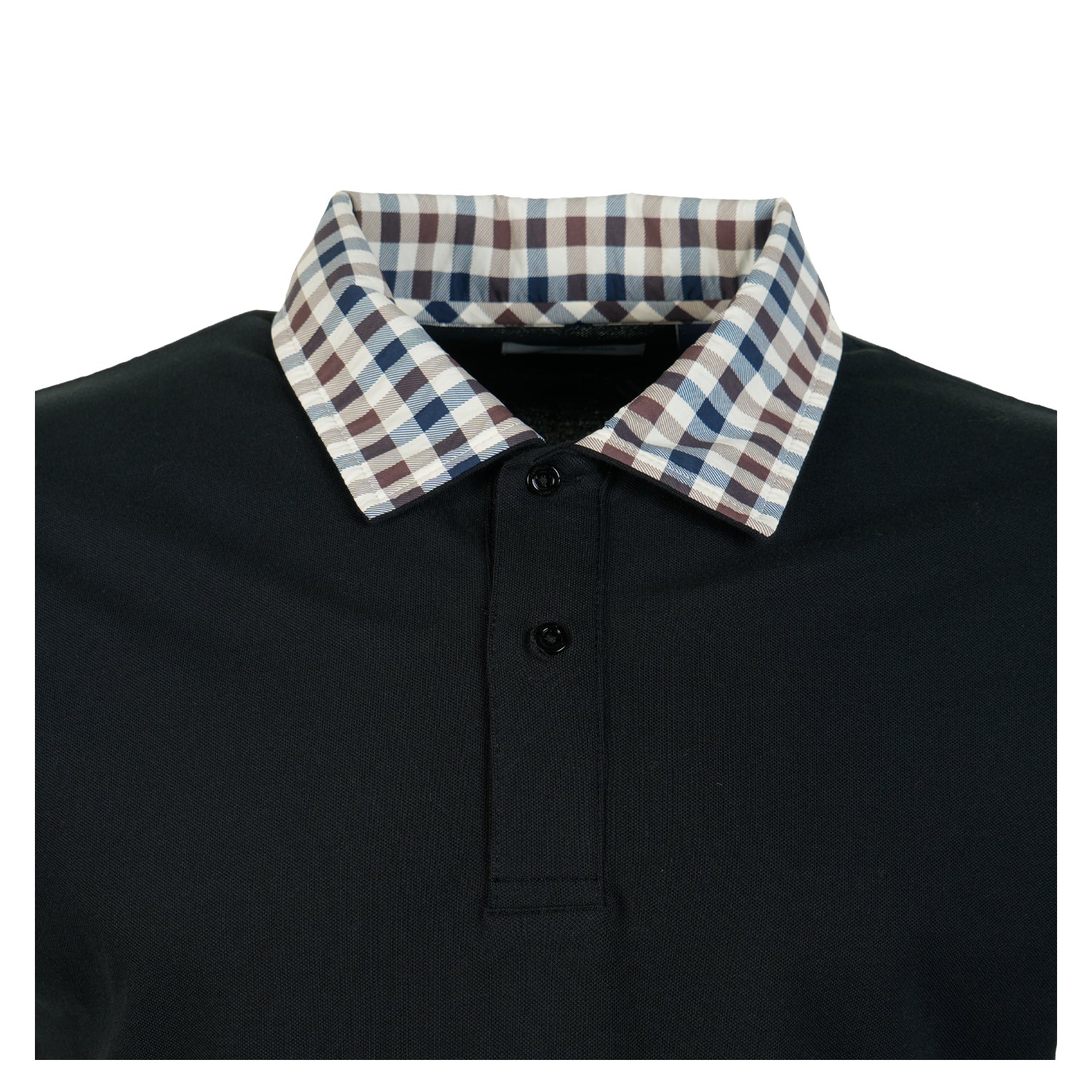 Active Short Sleeve Club Check Collar Polo Shirt Black
