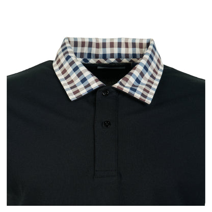 Active Short Sleeve Club Check Collar Polo Shirt Black