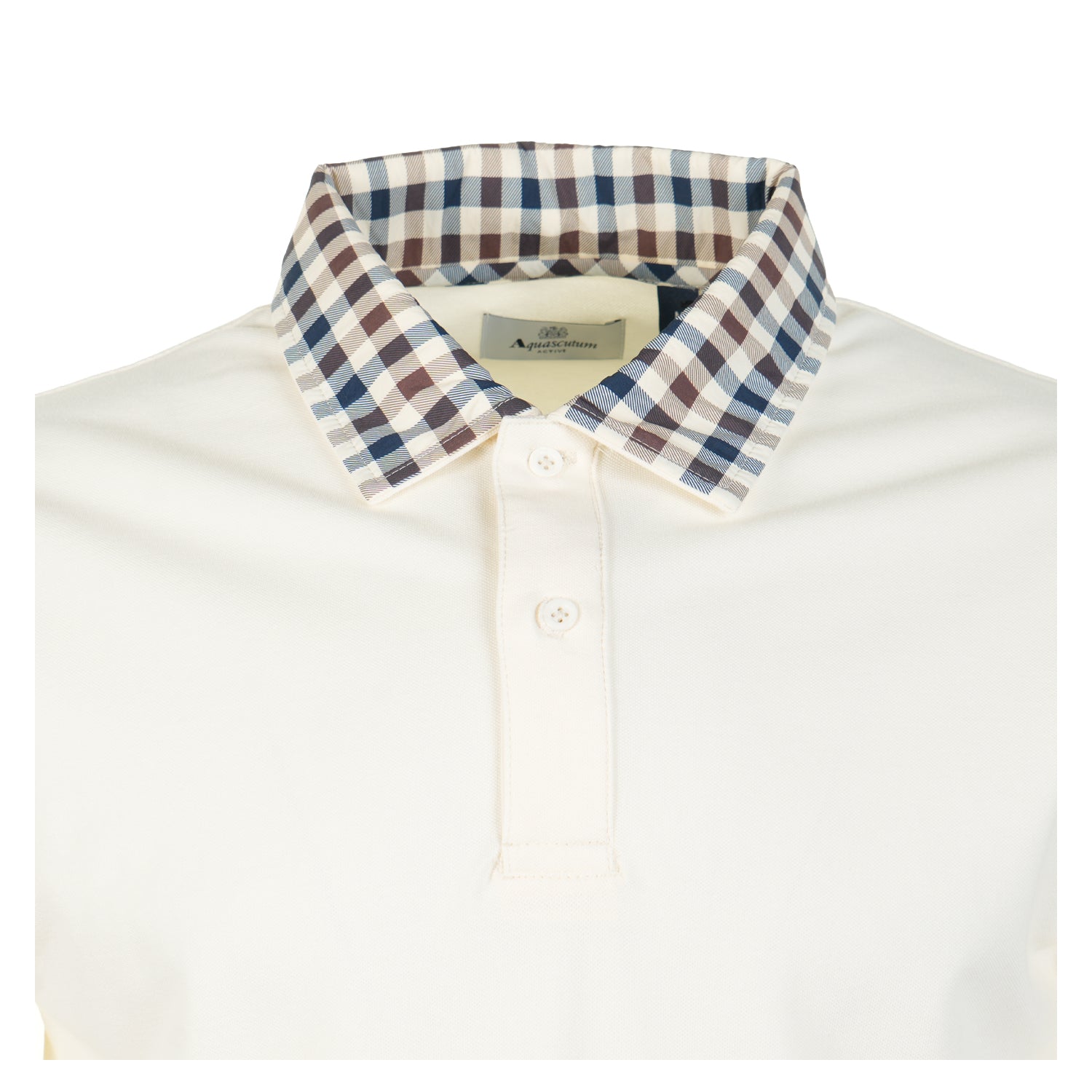 Active Short Sleeve Club Check Collar Polo Shirt Old White