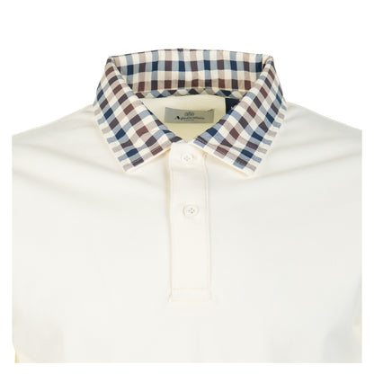 Active Short Sleeve Club Check Collar Polo Shirt Old White