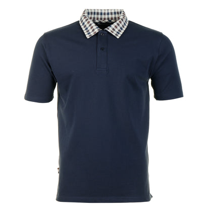 Aquascutum Active Short Sleeve Club Check Collar Polo Shirt Navy