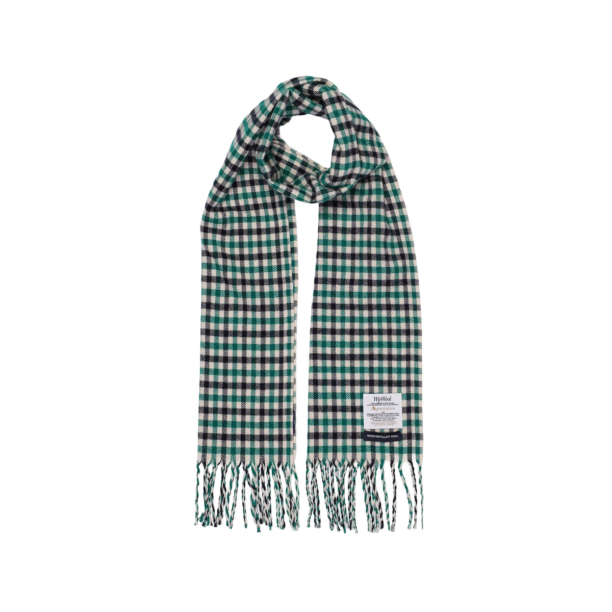 Merino Wool Check Scarf Green
