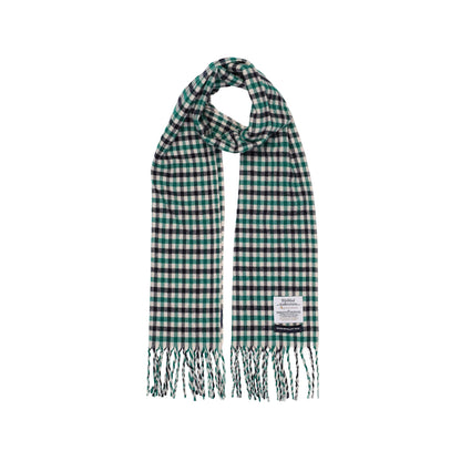 Merino Wool Check Scarf Green