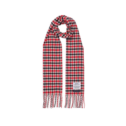 Merino Wool Check Scarf Red