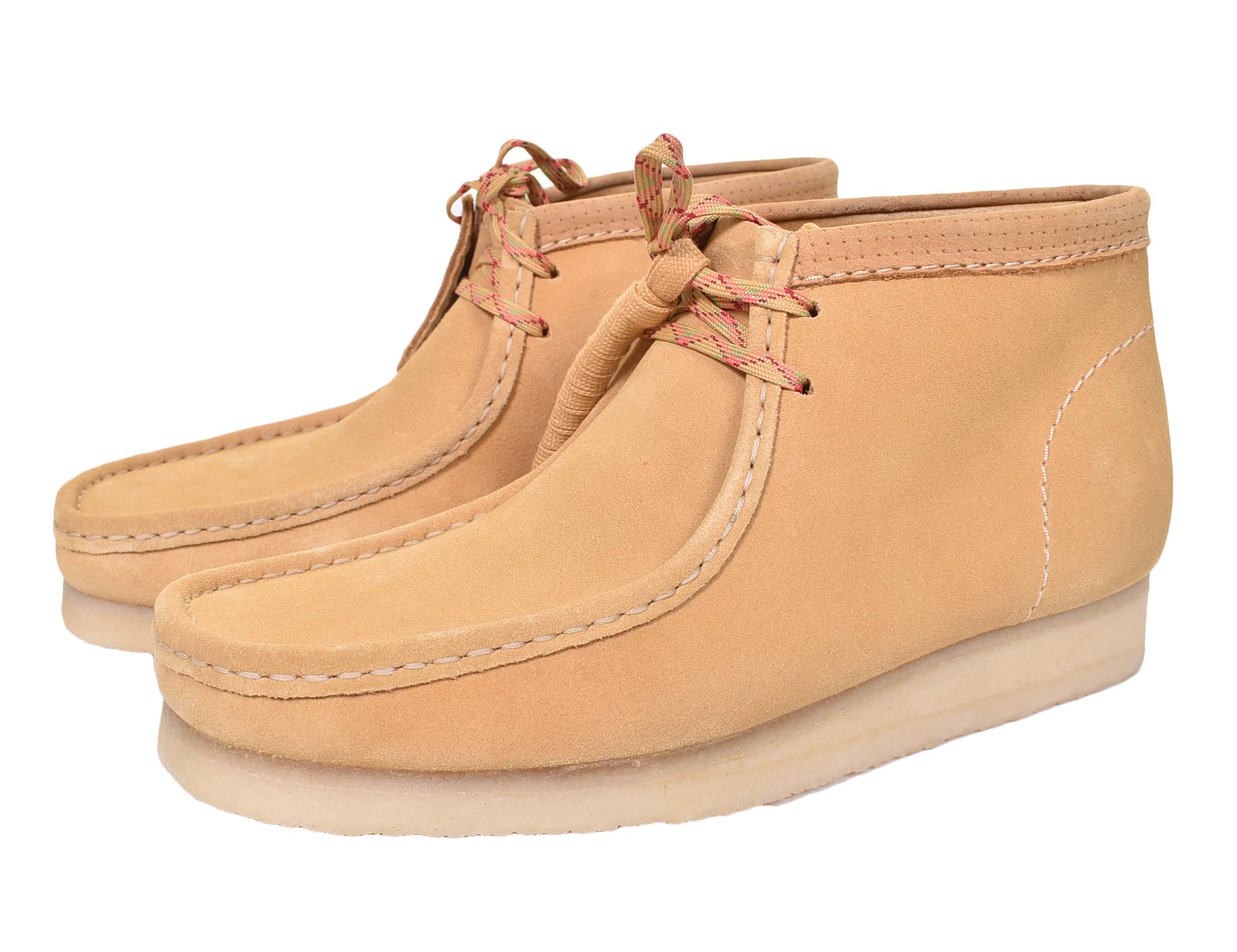 Pair of Mens Clarks Originals Wallabee Boot Suede Golden Tan