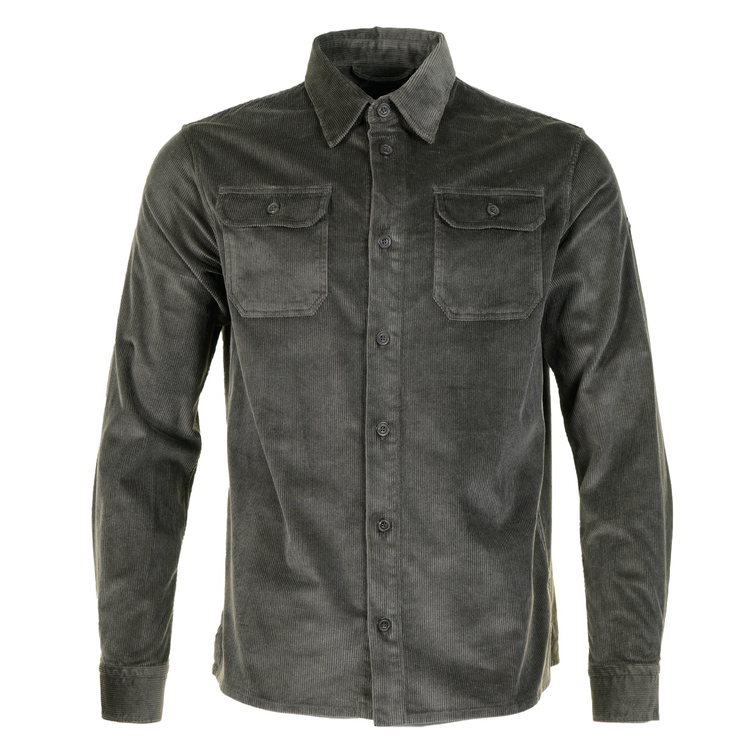 Long Sleeve Corduroy Overshirt Dark Khaki