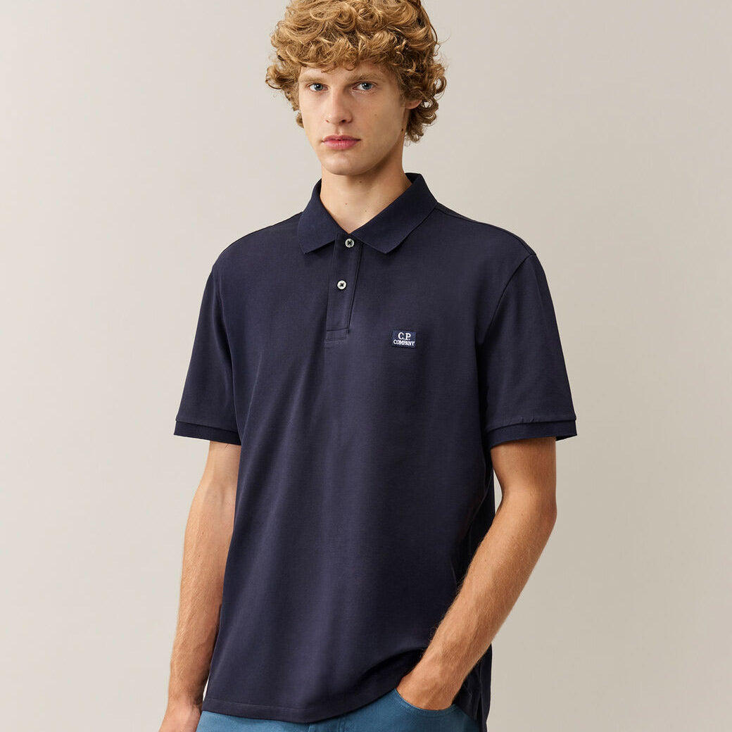 Stretch Piquet Badge Logo Short Sleeve Polo Total Eclipse