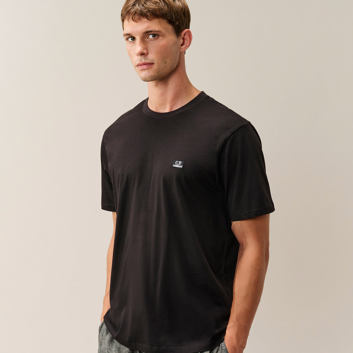 Short Sleeve 30/1 Jersey Logo Patch T-Shirt Black