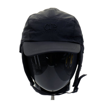Embroidered Logo Trapper Baseball Cap Black