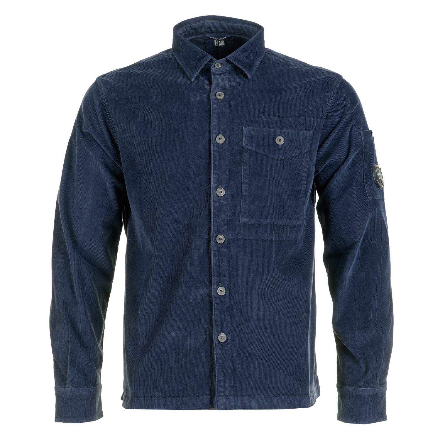 Corduroy Long Sleeve Lens Button Shirt Peacoat