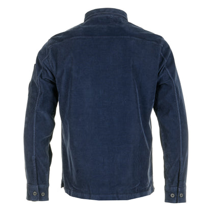 Corduroy Long Sleeve Lens Button Shirt Peacoat