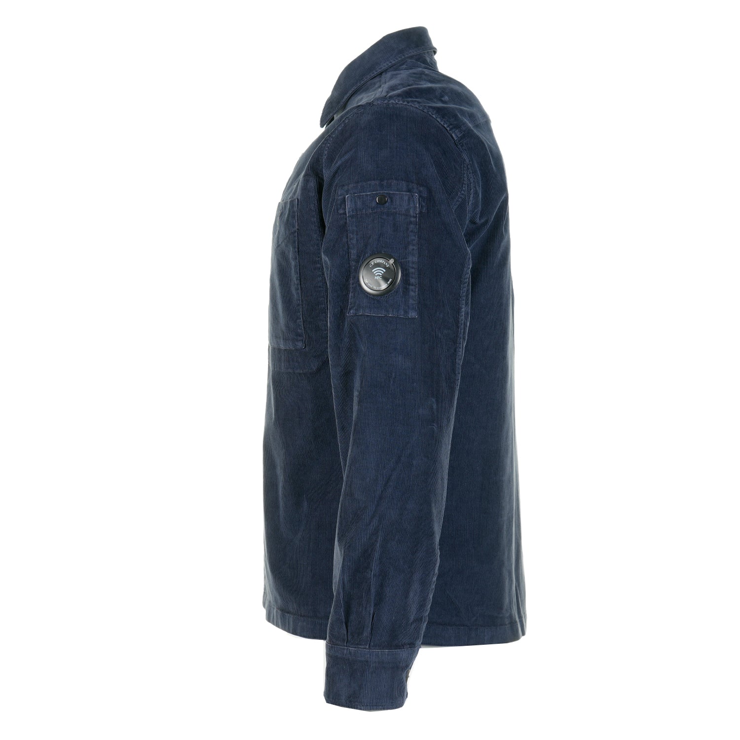 Corduroy Long Sleeve Lens Button Shirt Peacoat