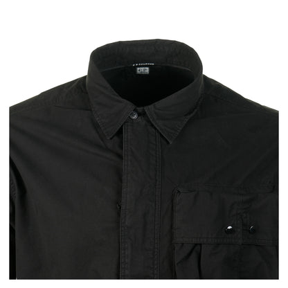 Gabardine Long Sleeve Hidden Zip Black