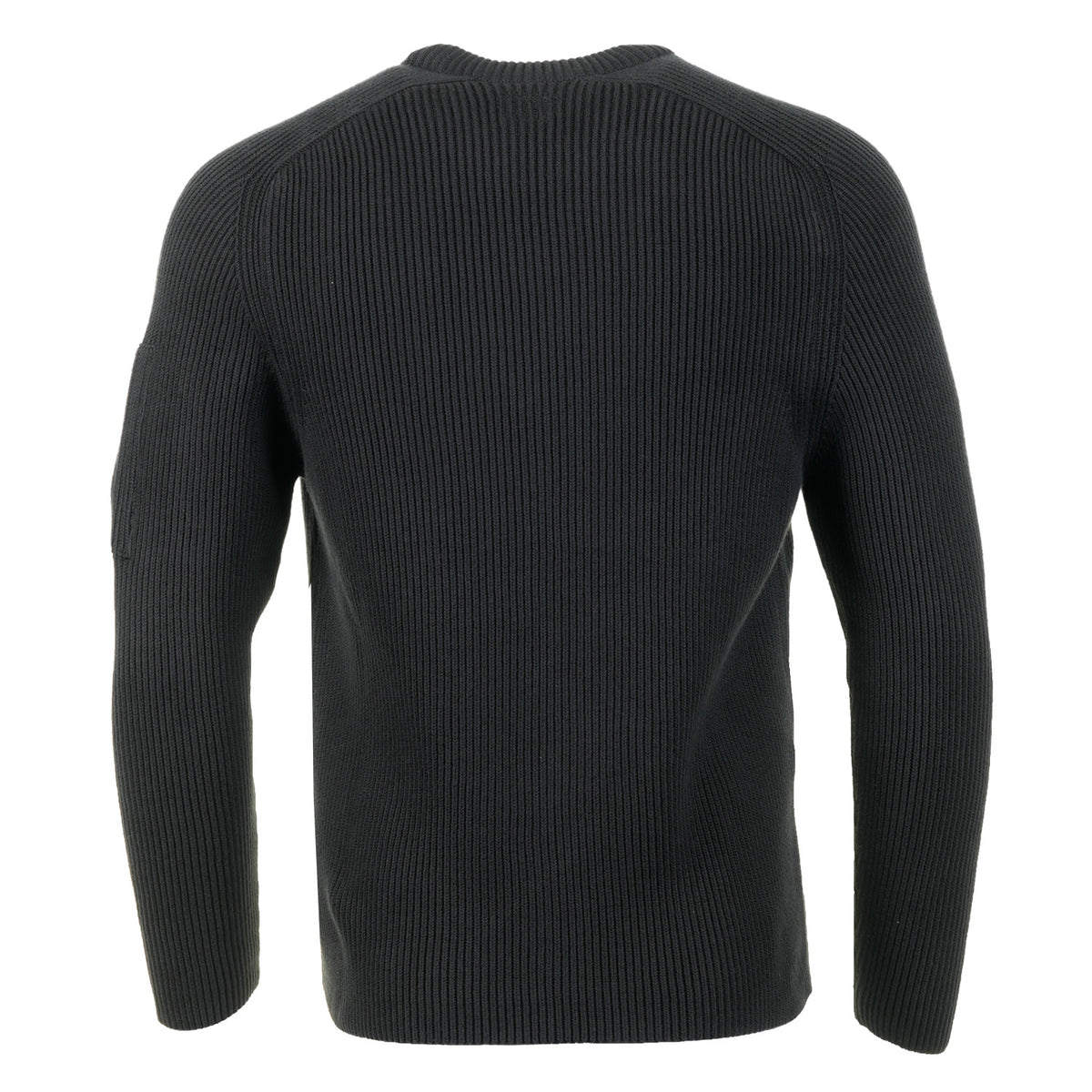 Full Rib Cotton Lens Crewneck Sweater Black