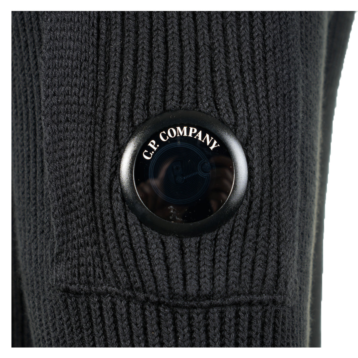 Full Rib Cotton Lens Crewneck Sweater Black