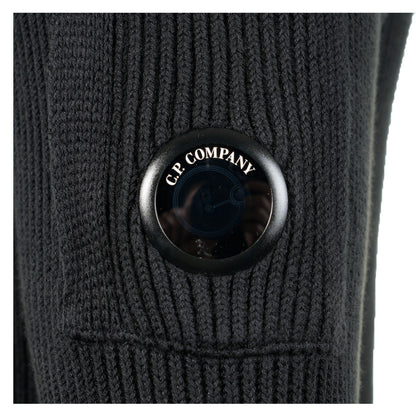 Full Rib Cotton Lens Crewneck Sweater Black
