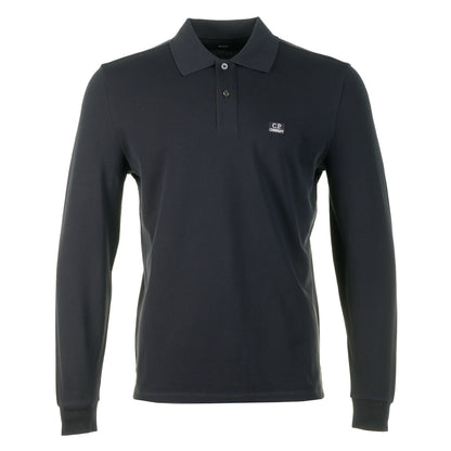 Stretch Piquet Badge Logo Long Sleeve Polo Total Eclipse