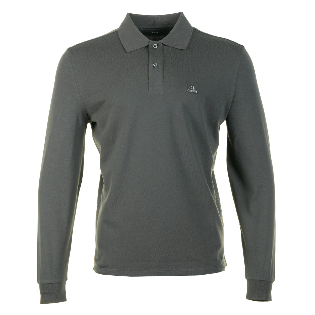 Stretch Piquet Badge Logo Long Sleeve Polo Raven
