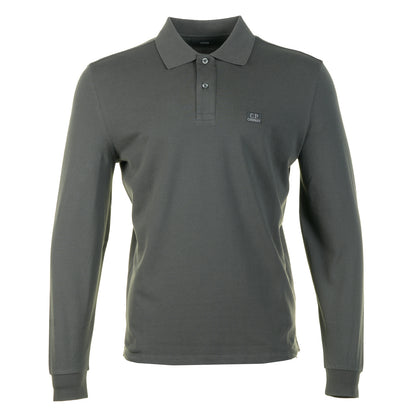 Stretch Piquet Badge Logo Long Sleeve Polo Raven