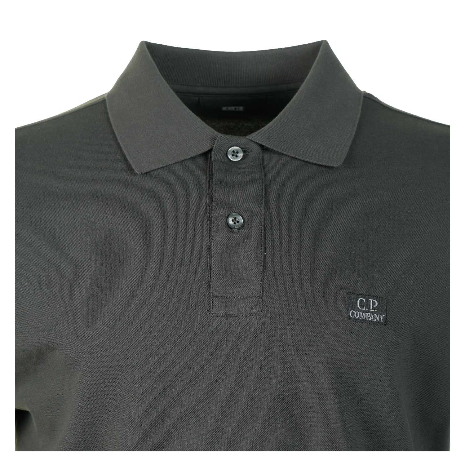 Stretch Piquet Badge Logo Long Sleeve Polo Raven