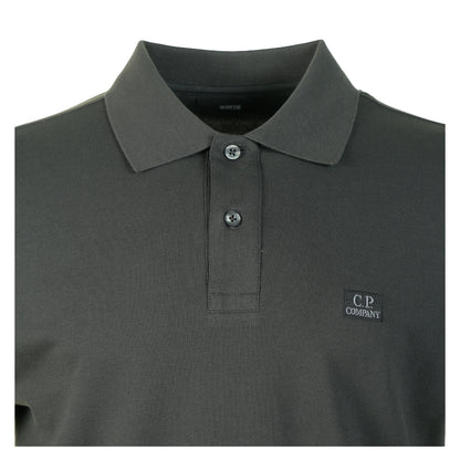 Stretch Piquet Badge Logo Long Sleeve Polo Raven