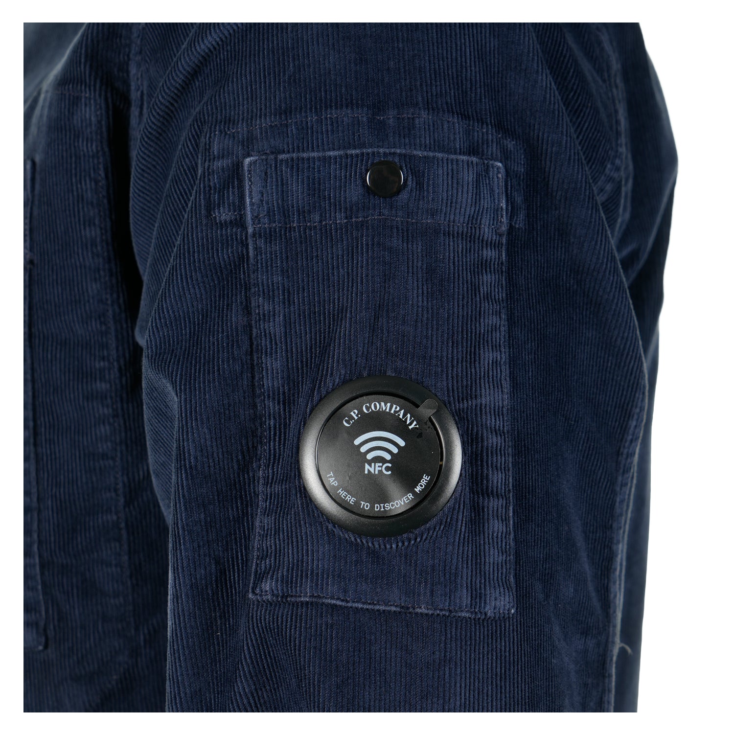 Corduroy Long Sleeve Lens Button Shirt Peacoat