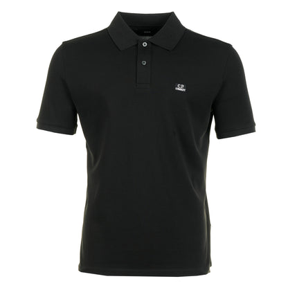 Stretch Piquet  Badge Logo Short Sleeve Polo Black