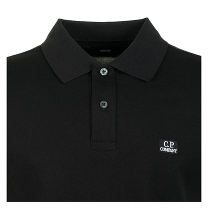 Stretch Piquet  Badge Logo Short Sleeve Polo Black