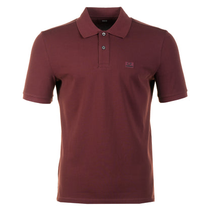 Stretch Piquet Badge Logo Short Sleeve Polo Andorra Red