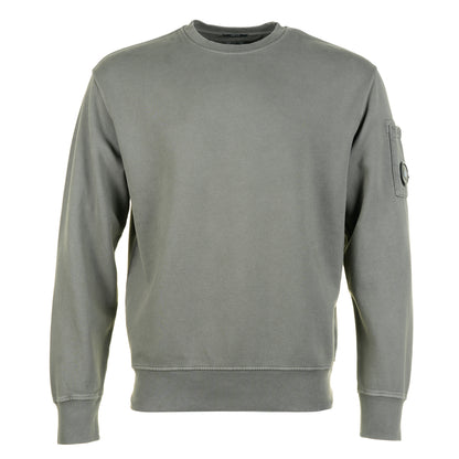 Brushed and Emerized Diagonal Fleece Lens Crewneck Sweatshirt Castor Grey