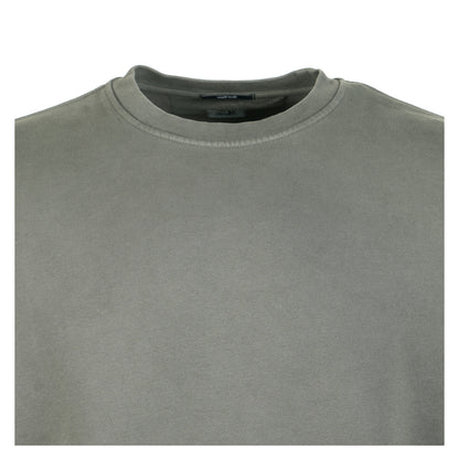 Brushed and Emerized Diagonal Fleece Lens Crewneck Sweatshirt Castor Grey