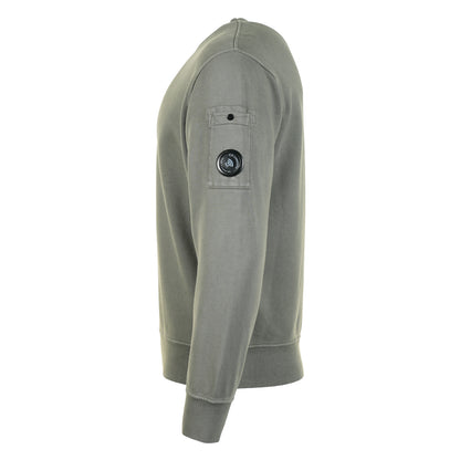 Brushed and Emerized Diagonal Fleece Lens Crewneck Sweatshirt Castor Grey